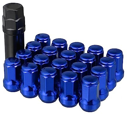 ACROPIX 1 Set M12x1.25 Car Lug Nuts Acorn Hex Wheel Nut with Socket Key Blue