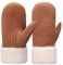 Harssidanzar LederFäustlinge,Damen Winter Schaffell Lammfell beheizte warme pelzige Stulpenhandschuhe Lederhandschuhe KL024EU,Kamel,Größe L