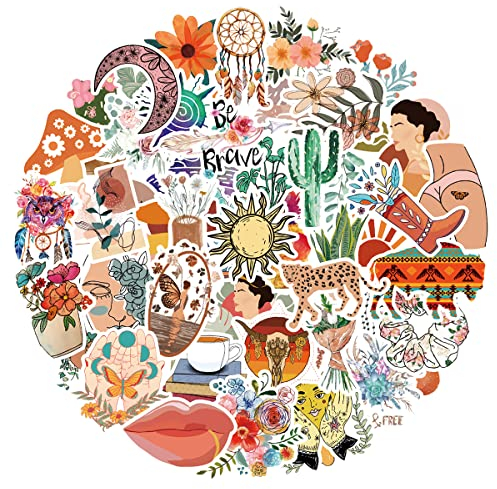 MARSFORCE Vsco Böhmischer Stil Aufkleber, Wasserdicht Vinyl Stickers für Laptop Wasserflaschen Skateboard Gepäck Auto Motorrad Fahrrad Gitarre PS4 Koffer Scrapbook Handy Pad [50 Stück]