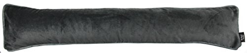 McAlister Textiles Matter Samt | Zugluftstopper mit Füllung | 18cm x 136cm in Anthrazit Grau | wachbarer Deko Windstopper Kissen für Fenster, Türen im Designer Plüsch