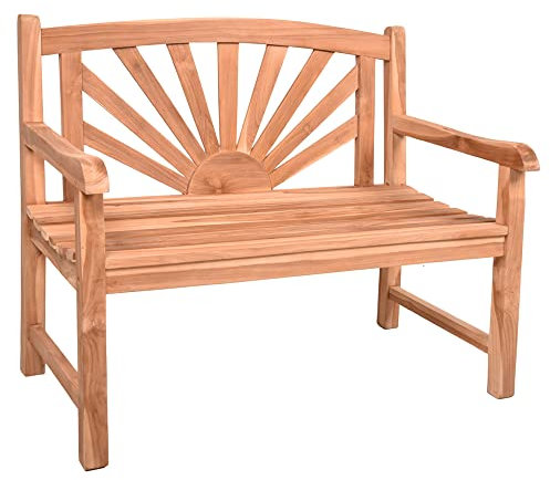 Lomadox Terrassenbank 2-er Bank Holzbank aus Teak-Holz, B/H/T: ca. 110/92/64 cm