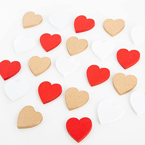 Logbuch-Verlag 24 mini Holz Herzen rot Gold weiß Hochzeitsdeko Tischdeko Streudeko zum Basteln Hochzeit kleine Holzherzen 2,5 cm