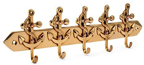 NKlaus Porte-clés ancre 5 fois en laiton doré 25 x 7 cm Maritim Porte-clés 11601
