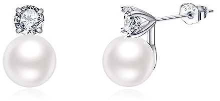 Perlen Ohrringe für Damen 925 Sterling Silber Zirkonia Perlen Ohrstecker Schmuck Geschenke für Mama Mutter Mädchen Freunde