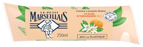 Le Petit Marseillais | Recharge Crème Lavante Mains Fleur d'Oranger Bio (berlingot de 250 ml) – Savon liquide avec 92 % d'ingrédients d'origine naturelle – Emballage avec -80% de plastique*