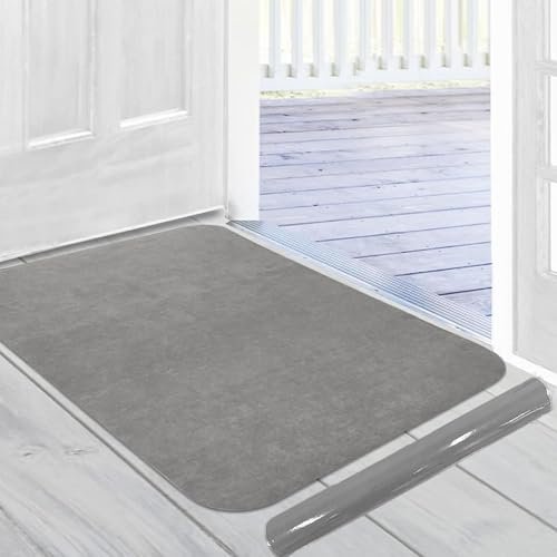 Jlyjlyfu Ultra Thin Door Mat Indoor, 2.6MM Durable Super Thin Door Mat Washable Door Mats Non Slip Inside DoorMat Dirt Trapper Indoor Doormats Low Profile Entrance Doormat, Absorbent Kitchen Rug