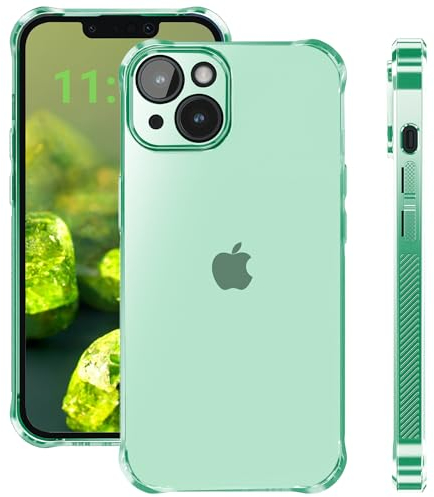 ELEVAVIDA Handyhülle für iPhone 14 glänzend hellgrün transparent mit Kameraschutz - stoßfeste Antishock Ecken, Schutzhülle für Apple iPhone 14 Slim case