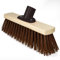 12 Wooden Broom Head with Stiff Bassine Bristles – Heavy Duty Outdoor Brush with Fitted Handle Bracket for Garden & Yard Sweeping