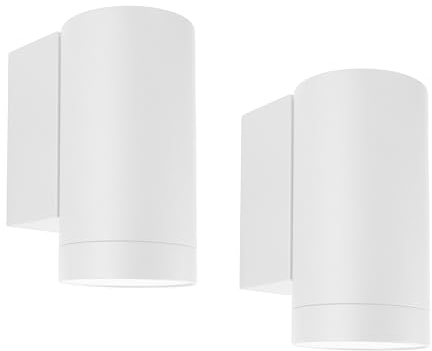 Klighten 2 Stück Aussen Wandleuchte, GU10 Downlight Wasserdichte IP65 Außenleuchte Aussenlampe Wand Aluminium Außenwandleuchten, Wandlampe für Terrasse Eingang Treppen, Weiß, ohne Leuchtmittel