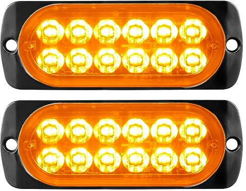 RIGIDON 2 Pcs 12 LED Luci di Emergenza Ambra Hazard Lampeggiante luce Stroboscopica 12V 24V lampada di emergenza impermeabile per 4x4 Car Truck Camion Trailer Camper Moto Furgone