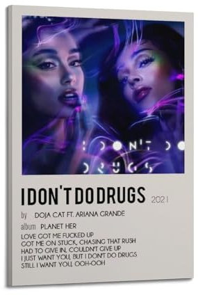 Krem I Don'T Do Drugs Poster, Wandkunst, Leinwand, Geschenk für Freund, Schlafzimmer, Wohnzimmer, Dekoration, modern, ästhetisch, 20 x 30 cm, Rahmenstil