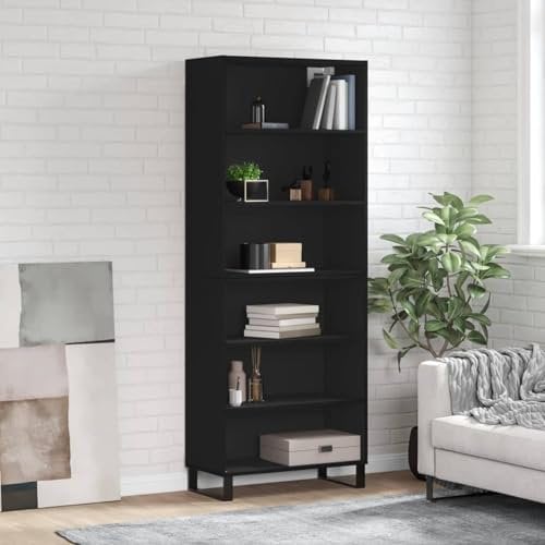 ZEYUAN Highboard Schwarz 69,5x32,5x180 cm Holzwerkstoff, Sideboard Wohnzimmer, Schlafzimmer Kommode, Bücherschrank, Wohnzimmerschrank, Hochschrank, Wohnschrank - 3189598