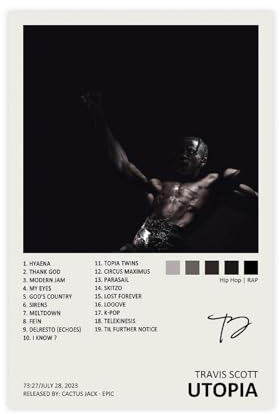 AmAzwi Travis Scott Poster auf Leinwand, Schlafzimmer-Dekor, Sportlandschaft, Büro, Raumdekoration, Geschenk, ungerahmt: 20 x 30 cm