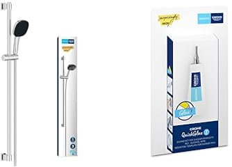 Grohe Vitalio 110 - Brausestangenset wassersparend ~8l/min + Kleber (3 Strahlarten, Brausestange 90cm, Kleben oder Bohren), eckig, chrom