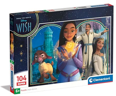 Clementoni Supercolor Disney Wish Kinder Puzzle 104 Teile - Disney Puzzle 37,9 x 26,9 cm für Kinder ab 6 Jahre - Geschicklichkeitsspiel von Clementoni 27148