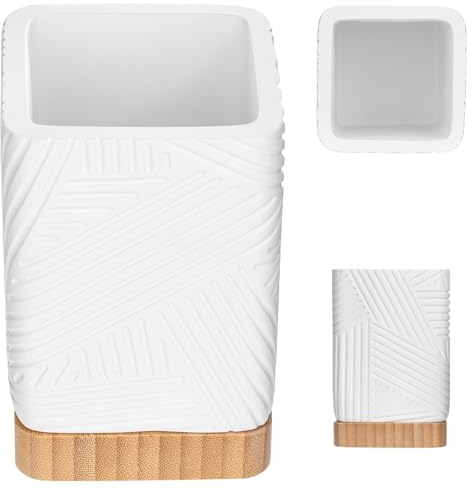 KADAX Gobelet à brosse à dents pour salle de bain - Porte-brosse à dents pour brosse à dents et dentifrice - Gobelet décoratif pour salle de bain - Blanc carré