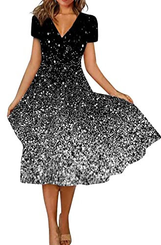 Kleid Damen Sommerkleid Damen Elegant Blumenmuster Freizeitkleider Damen Kleider Leinenkleid Damen Dresses for Women Abendkleid Damen Elegant Sommerkleid Damen Lang(4-White,5XL)