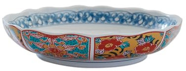 KNUFENG Plato De Cerámica De 8,2 Pulgadas, Plato Hondo con Estampado Colorido, Plato Ondulado, Vajilla para Cocina Y Comer, Apto para Microondas Y Lavavajillas(Color:B)