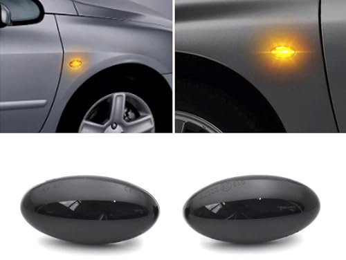 2 Piezas LED Intermitentes Laterales Dinamicos Amarillo Coche Luz Compatible con Peugeot Expert Partner 107 1007 108 206 301 307 407 607 C-itroen C1 C2 C3 C5 C6 Xsara Picasso Berlingo Jumpy (Negro)
