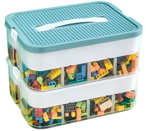 Keyacht Lego Storage Box Kids Storage Box with Lid Stackable Storage Box