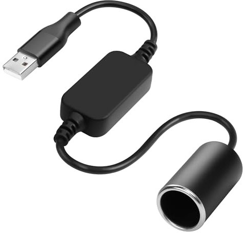CERRXIAN Cable convertidor de 1 pie USB A macho a 12 V 18 W para encendedor de coche, cable convertidor para cámara de salpicadero, detector de radar, GPS, barras de luz LED de coche y otros