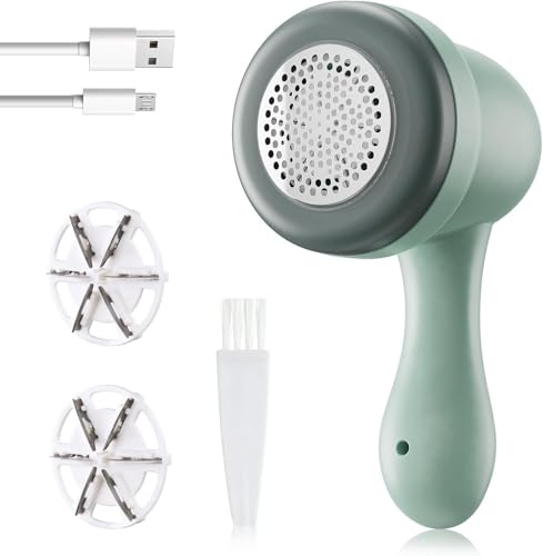 Fusselrasierer Elektrisch, USB Wiederaufladbar Elektrischer Fusselentferner Kleidung mit Austauschbare 6-Klingen-Kopf Lint Remover Flusenentferner für Kleidung, Pullover, Möbel, Wolle, Teppich