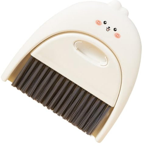 MOBUTOFU Mini Broom and Dustpan Set for Toddlers, White Desktop Keyboard Cleaning Brush Small Dustpan, Compact Handheld Tabletop Sweeping Kit for Nursery and Boys and Girls