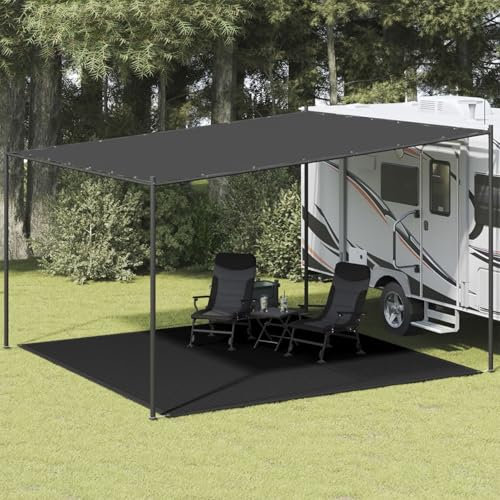 ShGaxin Tapis pour tente, sol tente, bâche de camping, sol, auvent de camping, camping-car, accessoires, HDPE noir 400 x 400 cm