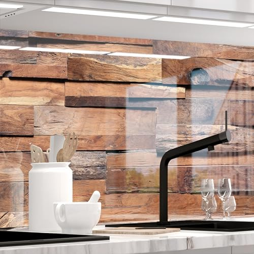 STICKERPROFIS Küchenrückwand Spritzschutz selbstklebend, Glas Optik, versteift, alle Untergründe, 1.8mm Rückwand für Küche, IRISH WOOD (Premium) 60 x 80cm