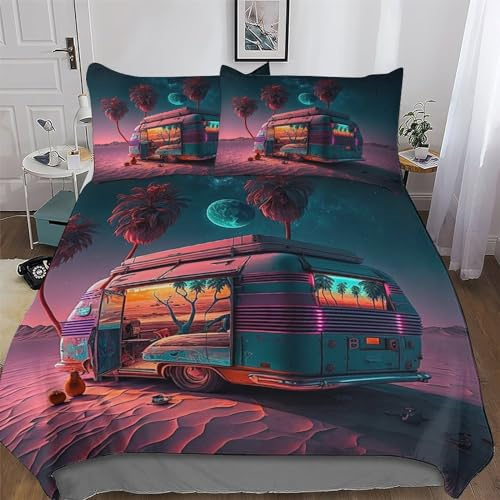 PPZYY Bus Auto Bettwäsche Angenehme Bettbezüge, Mikrofaser Bettdeckenbezug, Erwachsene Kinder 2teilig Bettbezug + Kissenbezug Single(135x200cm)