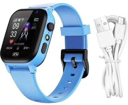 Téléphone Smart Watch Kids with GPS Tracker - 4G étanche à écran Tactile Watch pour Les Enfant | Enregistreur de Lampe de Poche SOS Appelle avec Le Support SIMS, Rechargeable Battery Smartwatch