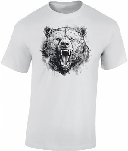 Baddery Bären T-Shirt - „Rage of the Wild“ (White S)