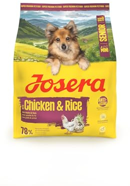 JOSERA Mini Senior | 900 g | Trockenfutter für ältere kleine Hunde | Senior | Huhn & Reis | Glutenfreies Premiumfutter für ältere Hunde für Anti-Aging & Nierenentlastung | Extrakleine Kroketten