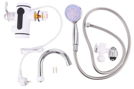 SHINEOFI 1 Pz Rubinetto Bagno Digitale con Display e Miscelatore per Fredda Riscaldatore Istantaneo per Lavabo e Doccia Tubo Rotante Acciaio Inossidabile Installazione Facile e