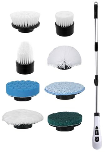 Floor Cleaning Brush | Multi-function Tile Scrubber with Long Handle, Non-Slip Handle with Dust Remover, Polisher, Scraper, Multifunction Tool for Bathroom, Wall, Car