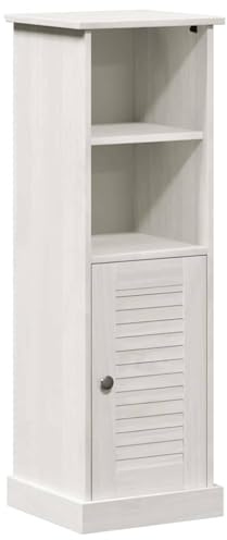 vidaXL Bathroom Cabinet VIGO White 37 x 34 x 110 cm Solid pine wood, Bathroom Storage Solutions, Functional Wooden Cabinet, Tall Vertical Unit, Compact Pine Shelves for Home Organization