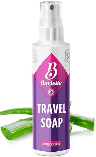 Baviette All-in-One Eco Travel Soap 100 ml – Biologische Mikroorganismen-Seife für Camping & Reisen – Ideal zum Geschirrspülen, Wäschewaschen & Reinigen unterwegs