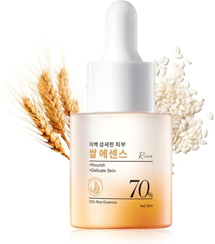 Rice Face Serum Korean Skincare, Reis Serum mit Niacinamide & Hyaluronic Acid, Gesichtsserum für ebenmäßigen Hautton, Feuchtigkeitsspendendes Gesichtsserum für tägliche Gesichtspflege