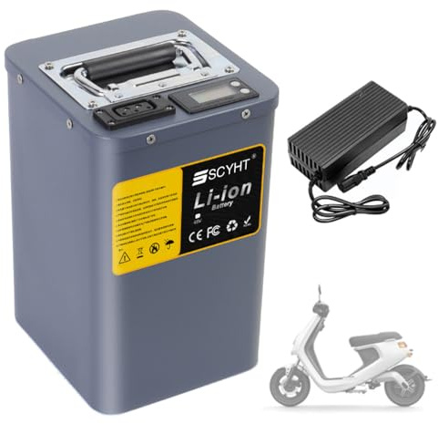 SSCYHT Lithiumbatterie 48V 20Ah 28Ah 30Ah Ersatzbatterie 48V Elektromotorradbatterien 25Ah Li-Ionen-Batterien für MQi U2 für 500W - 1500W Motoren mit Ladegerät und Display,48v20ah