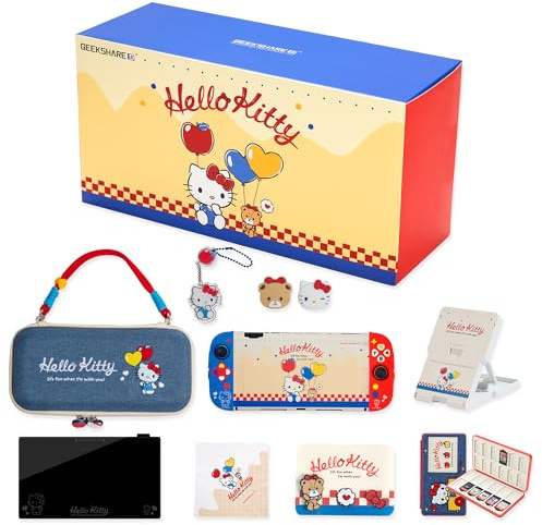 Kuitmor 7-in-1 Accessory Kit for Switch 2 Protective Bundle with Carrying Case, Screen Protector, Game Card Holder, Playstand, Thumb Grips and More (For Switch 2025)