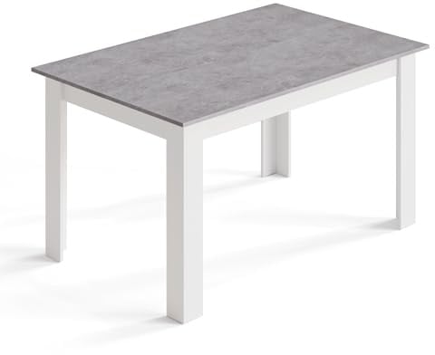 Mondeer Esstisch Holz, Küchentisch für 4-6 Personen,W138 x D90 x H75 cm | Minimalistisches Design, Einfach zu Montieren,Holztisch für Küche Esszimmer Wohnzimmer, Weiß und Grau
