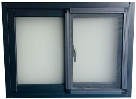 LIMENQIN Kellerfenster mit Fliegengitter, Horizontales Aluminium Schiebefenster for Gartenhäuser, for Bad Küche(H40xW80cm/H15.7xW31.5in)