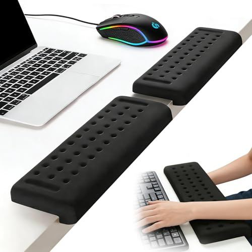 Tbintul 2-Teiliges Set L-förmige Armauflage für Schreibtischkante,Memory-Schaum Handballenauflage Tastatur,L-förmige Schreibtisch EdgeRest,Wrist Rest für Tischkante im Büro & Zuhause(Schwarz)
