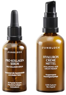 JUNGLÜCK Age Well Kombi | Hautelastizität verbessern & Falten mindern – Geschenkset mit Peptiden & Hyaluron