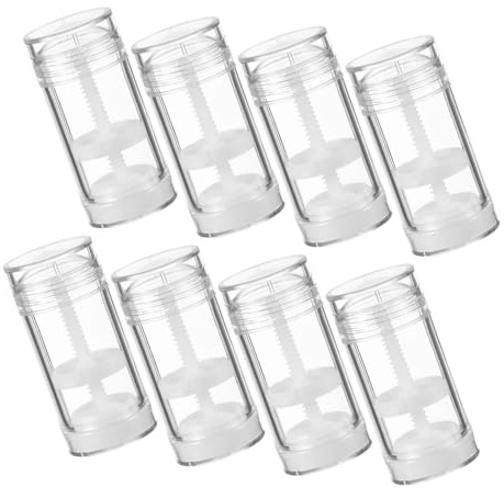 Healeved Plastic Twist-up Stick Tubes Deodorant Bottles Refillable 8pcs 30ml Portable and Odourless White Colour Suitable for Solid Perfume and Lip Balm Storage