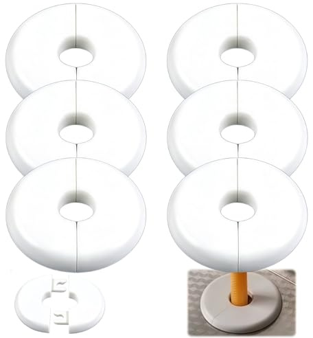 6-Pack White Cable Grommet & Wall Hole Cover Kit - Cable Entry Cover for Cable Routing Through Walls,Desk,Panels