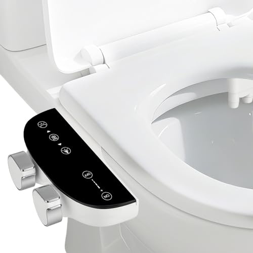 Bidet Aufsatz für Toilette, Eau Froide/Chaude Bidet Douche WC, Douche WC avec buses doubles rétractables auto-nettoyantes, Nettoyage avant/arrière, Jet réglable, Accessoire WC