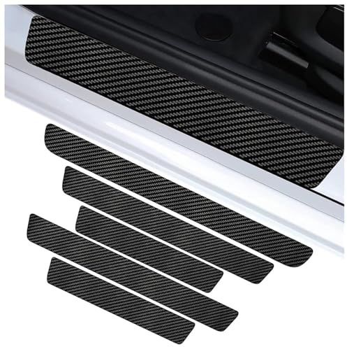 ZYFGYN 5 Pcs Carbon Car Door Sill Protector Strips for Opel Vauxhall Mokka X 2012-2016 2017 2018 2019 2020, Scuff Plate Guards Waterproof Welcome Pedal Decorative Sticker Kick Plates