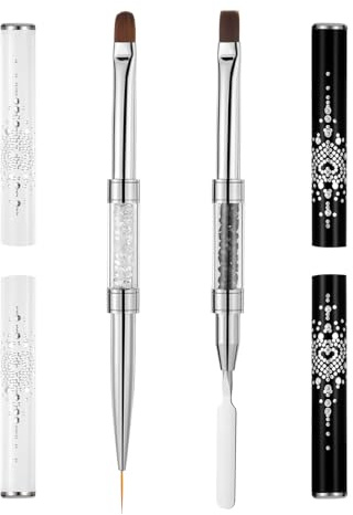 2 Stück Nagel Pinsel Doppelseitiger, 2 in 1 Gel Pinsel für Nägel Fineliner | Pinsel für Gelnägel, Dual-Ended Nailart Pinsels Nagel Zubehör für Nagelkunst Liner