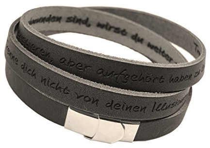 Lederarmband YUKO SCHWARZ BEIDSEITIGE Gravur, Wickelarmband personalisiert, Surferarmband graviert, Hakenverschluss verstellbar